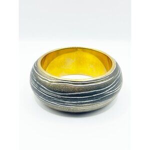 Women's Layered Inlay Neutral Tone / Brass Bangle Bracelet